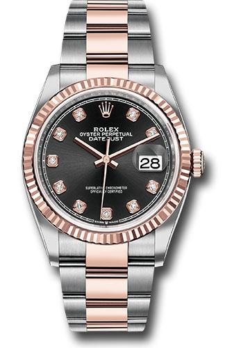 rolex-steel-and-everose-rolesor-datejust-36-watch-fluted-bezel-black-diamond-dial-oyster-bracelet-126231-bkdo