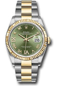 rolex-steel-and-yellow-gold-rolesor-datejust-36-watch-fluted-bezel-olive-green-roman-dial-oyster-bracelet-126233-ogdr69o