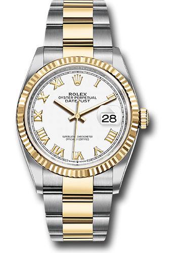 rolex-steel-and-yellow-gold-rolesor-datejust-36-watch-fluted-bezel-white-roman-dial-oyster-bracelet-126233-wro