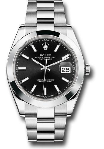 rolex-steel-datejust-41-watch-smooth-bezel-black-index-dial-oyster-bracelet-126300-bkio