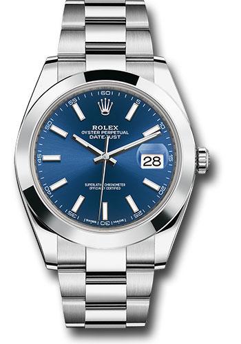 rolex-steel-datejust-41-watch-smooth-bezel-blue-index-dial-oyster-bracelet-126300-blio