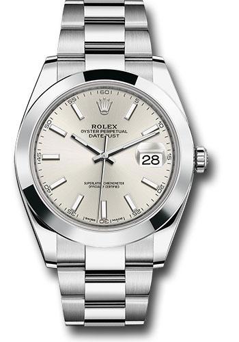 rolex-steel-datejust-41-watch-smooth-bezel-silver-index-dial-oyster-bracelet-126300-sio