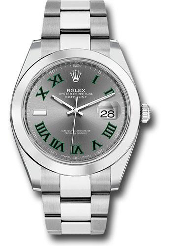 rolex-steel-datejust-41-watch-smooth-bezel-slate-green-roman-dial-oyster-bracelet-126300-slgro
