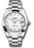 rolex-steel-datejust-41-watch-smooth-bezel-white-roman-dial-oyster-bracelet-126300-wro