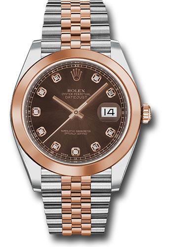 rolex-steel-and-everose-rolesor-datejust-41-watch-smooth-bezel-chocolate-diamond-dial-jubilee-bracelet-126301-chodj