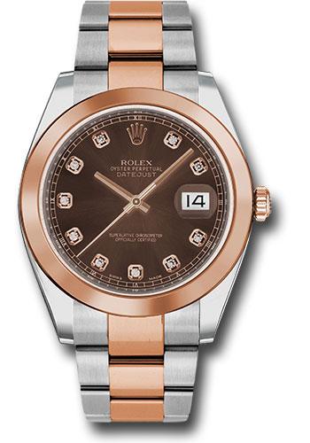 rolex-steel-and-everose-rolesor-datejust-41-watch-smooth-bezel-chocolate-diamond-dial-oyster-bracelet-126301-chodo