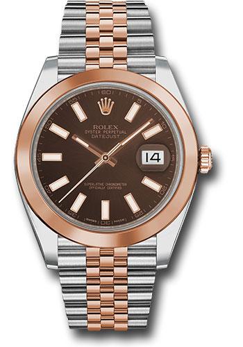 rolex-steel-and-everose-rolesor-datejust-41-watch-smooth-bezel-chocolate-index-dial-jubilee-bracelet-126301-choij