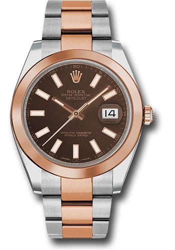 rolex-steel-and-everose-rolesor-datejust-41-watch-smooth-bezel-chocolate-index-dial-oyster-bracelet-126301-choio