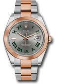 rolex-steel-and-everose-gold-rolesor-datejust-41-watch-smooth-bezel-slate-gray-green-roman-wimbledon-dial-oyster-bracelet-126301-slgro