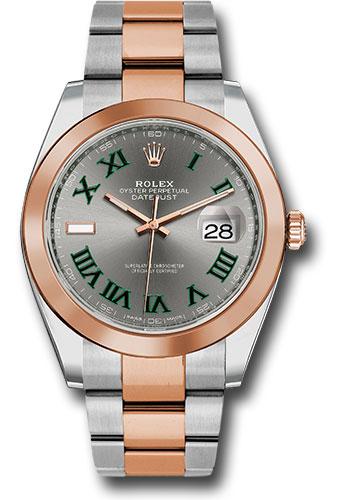 rolex-steel-and-everose-gold-rolesor-datejust-41-watch-smooth-bezel-slate-gray-green-roman-wimbledon-dial-oyster-bracelet-126301-slgro