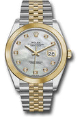 rolex-steel-and-yellow-gold-rolesor-datejust-41-watch-smooth-bezel-mother-of-pearl-diamond-dial-jubilee-bracelet-126303-mdj