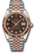 rolex-steel-and-everose-rolesor-datejust-41-watch-fluted-bezel-chocolate-diamond-dial-jubilee-bracelet-126331-chodj