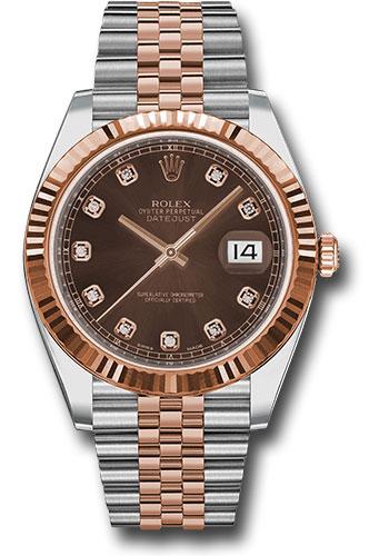 rolex-steel-and-everose-rolesor-datejust-41-watch-fluted-bezel-chocolate-diamond-dial-jubilee-bracelet-126331-chodj
