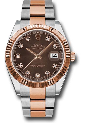 rolex-steel-and-everose-rolesor-datejust-41-watch-fluted-bezel-chocolate-diamond-dial-oyster-bracelet-126331-chodo