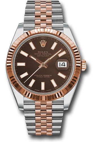 rolex-steel-and-everose-rolesor-datejust-41-watch-fluted-bezel-chocolate-index-dial-jubilee-bracelet-126331-choij