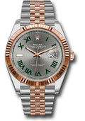 rolex-steel-and-everose-rolesor-datejust-41-watch-fluted-bezel-slate-gray-green-roman-dial-jubilee-bracelet-126331-slgrj