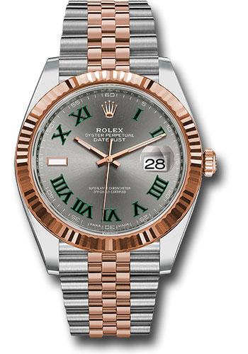 rolex-steel-and-everose-rolesor-datejust-41-watch-fluted-bezel-slate-gray-green-roman-dial-jubilee-bracelet-126331-slgrj