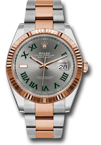 rolex-steel-and-everose-rolesor-datejust-41-watch-fluted-bezel-slate-gray-green-roman-dial-oyster-bracelet-126331-slgro