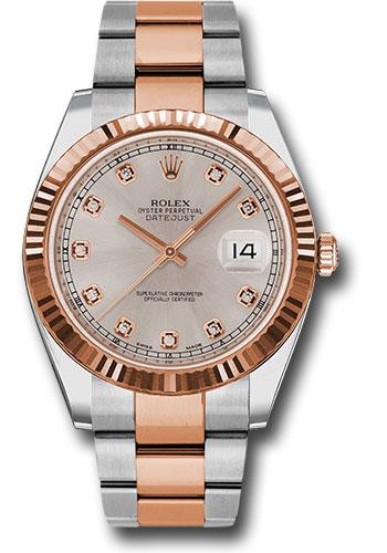 rolex-steel-and-everose-rolesor-datejust-41-watch-fluted-bezel-sundust-diamond-dial-oyster-bracelet-126331-sudo