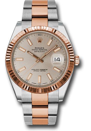 rolex-steel-and-everose-rolesor-datejust-41-watch-fluted-bezel-sundust-index-dial-oyster-bracelet-126331-suio