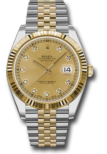 rolex-steel-and-yellow-gold-rolesor-datejust-41-watch-fluted-bezel-champagne-diamond-dial-jubilee-bracelet-126333-chdj