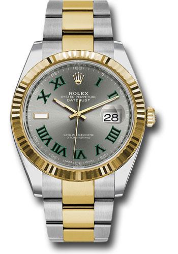 rolex-steel-and-yellow-gold-rolesor-datejust-41-watch-fluted-bezel-slate-green-roman-dial-oyster-bracelet-126333-slgro