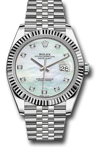 rolex-steel-and-white-gold-rolesor-datejust-41-watch-fluted-bezel-white-mother-of-pearl-diamond-dial-jubilee-bracelet-126334-wmdj