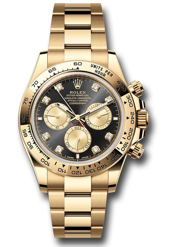rolex-yellow-gold-cosmograph-daytona-watch-fixed-bezel-black-and-golden-diamond-dial-oyster-bracelet-126508-bkchdo
