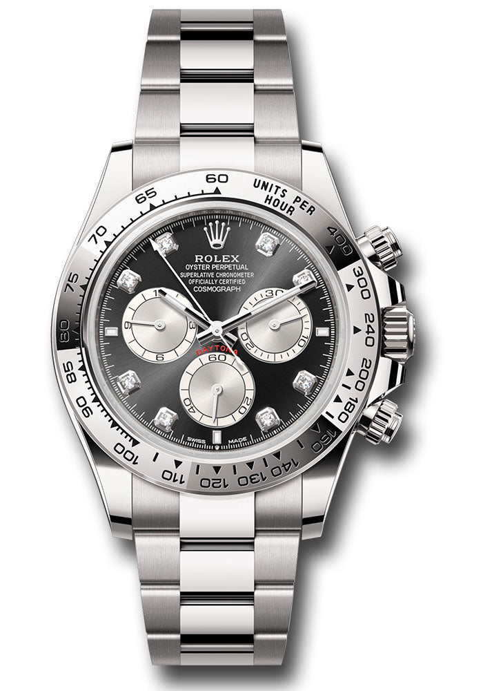 rolex-white-gold-cosmograph-daytona-watch-fixed-bezel-black-and-steel-diamond-dial-oyster-bracelet-126509-bkstdo