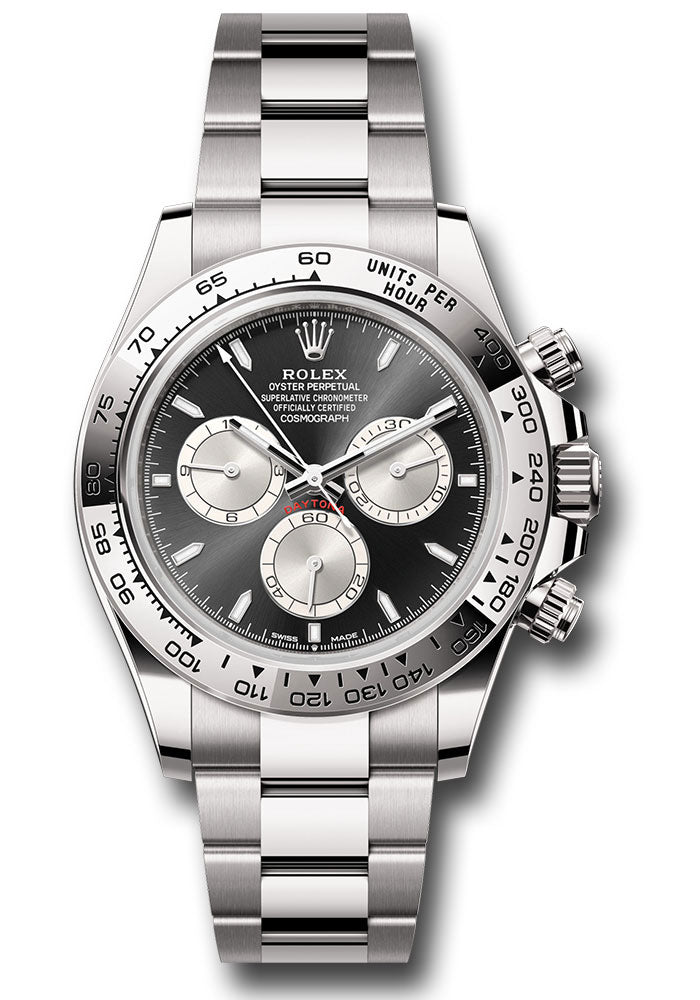 rolex-white-gold-cosmograph-daytona-watch-fixed-bezel-black-and-steel-index-dial-oyster-bracelet-126509-bkstio