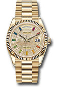 rolex-yellow-gold-day-date-36-watch-fluted-bezel-diamond-paved-rainbow-sapphire-dial-president-bracelet-128238-dprsp