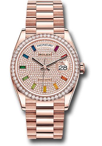 rolex-everose-gold-day-date-36-watch-diamond-bezel-diamond-paved-rainbow-sapphire-dial-president-bracelet-128345rbr-dprsp