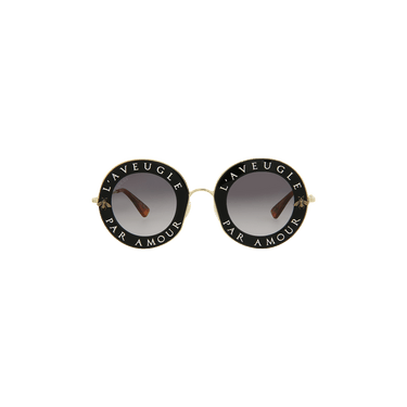 Gucci Round Sunglasses — Black – Gold Grey GG0113S 30001560 001