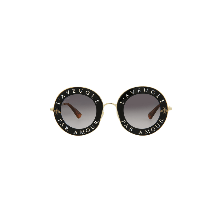 Gucci Round Sunglasses — Black – Gold Grey GG0113S 30001560 001