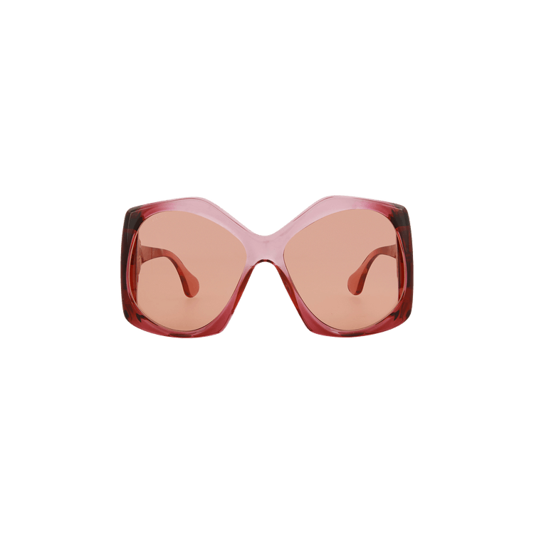 Gucci Oversized Geometric Frame Sunglasses — Red