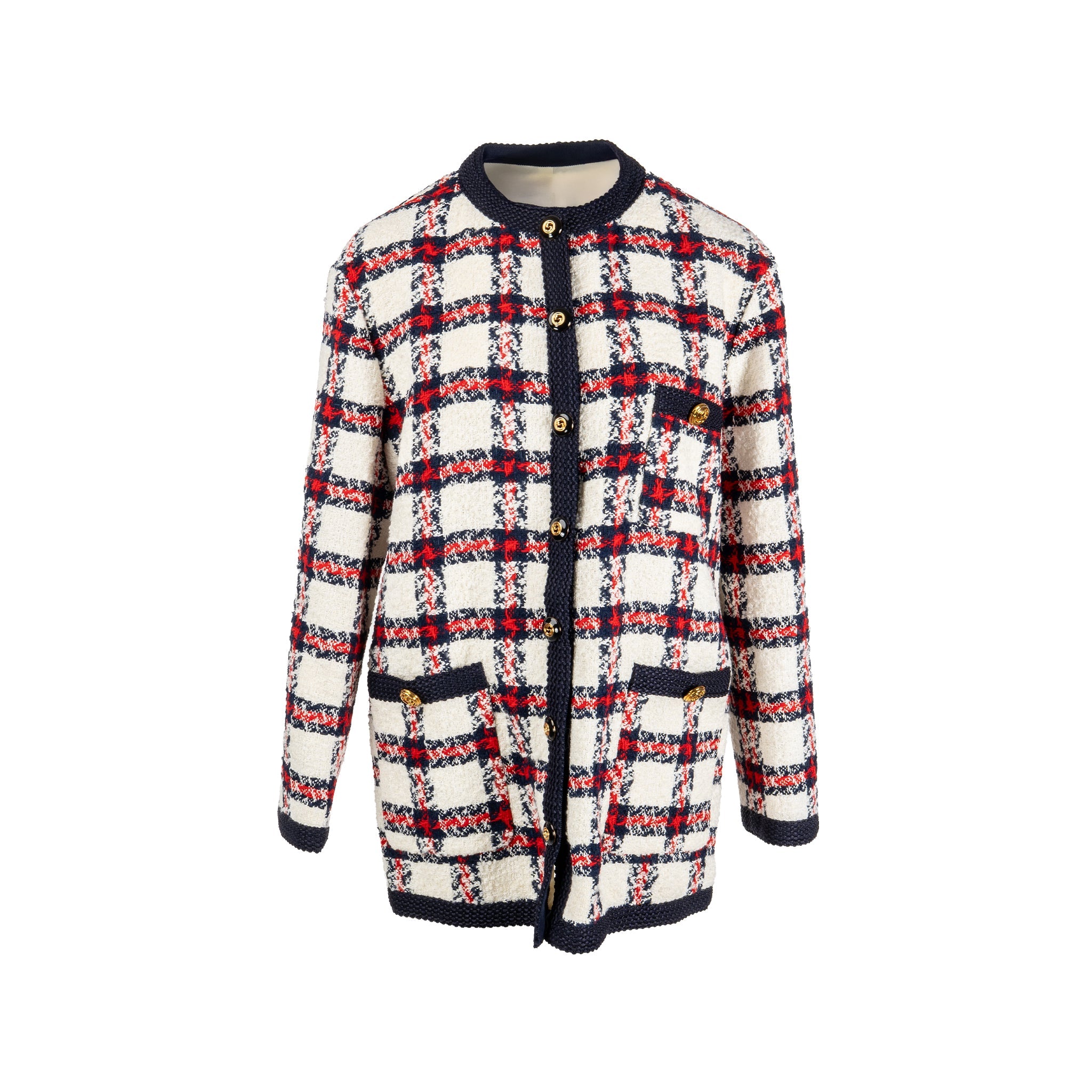 gucci-size-44-checked-tweed-jacket-polyamide-wool-cotton-red-white-blue-ghw