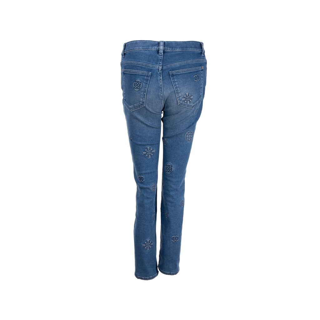 chanel-size-36-21p-logo-embossed-jeans-cotton-blue