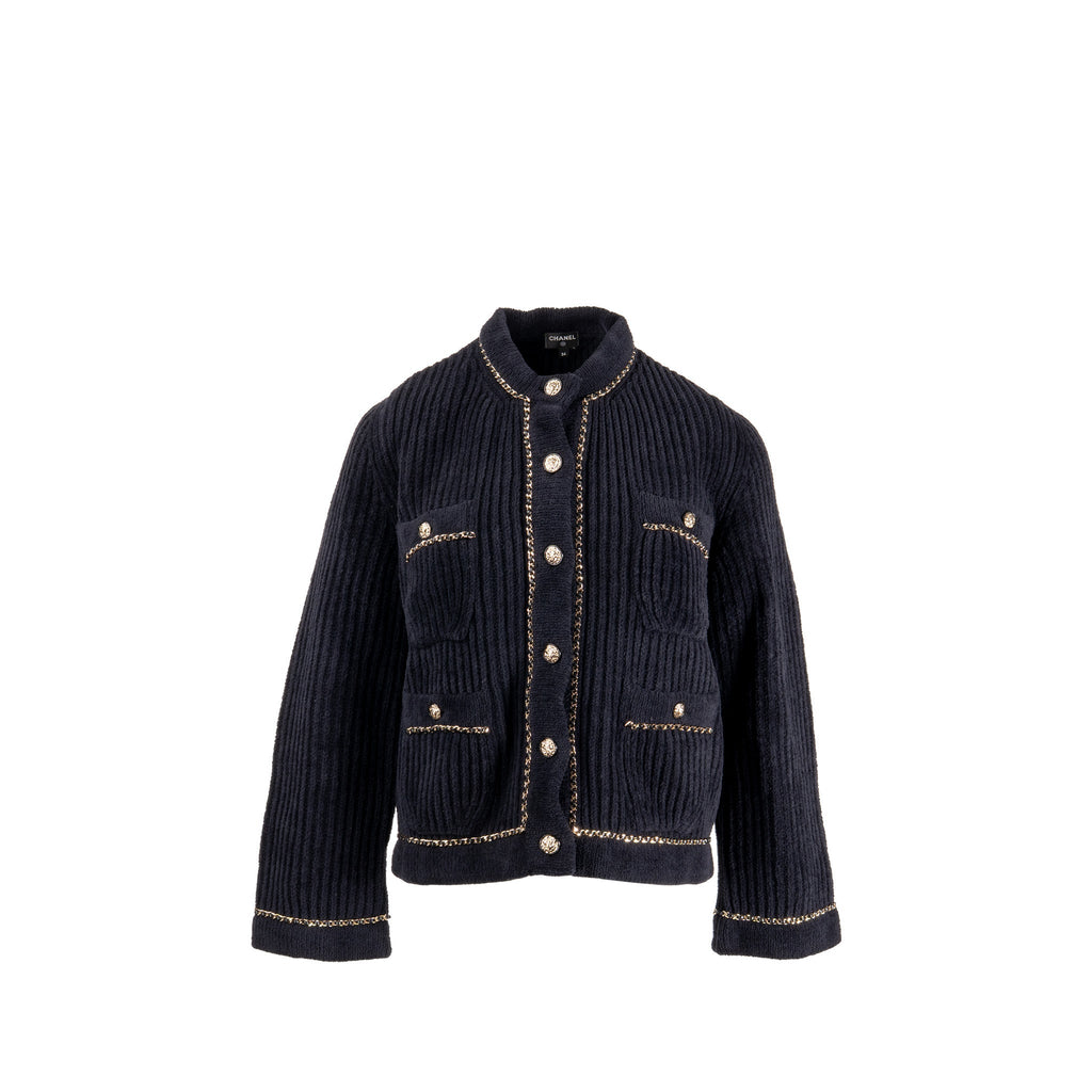 chanel-size-34-lion-button-and-leather-woven-chain-detailed-jacket-polyamide-black