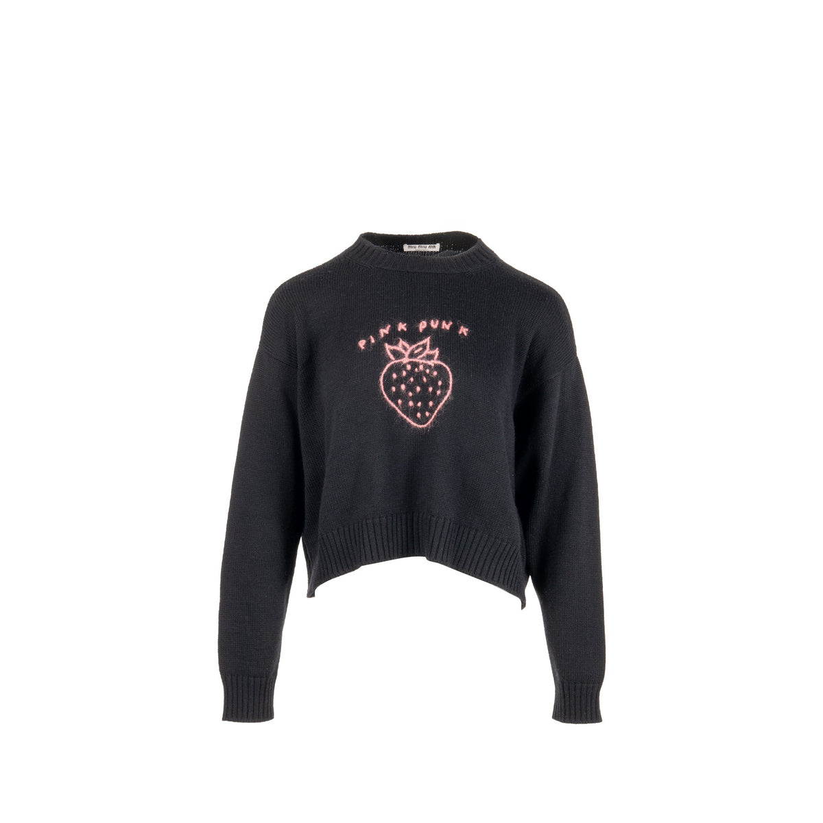 miu-miu-size-42-pink-punk-knit-sweater-virgin-wool-black-pink