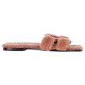 HERMÈS HERMES EPSOM ORAN SANDAL ROSE PORCELAINE PINK SHEARLING & FUR