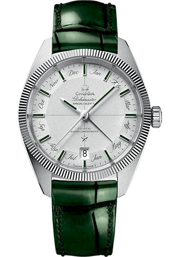 omega-constellation-globemaster-co-axial-master-chronometer-annual-calendar-limited-edition-of-52-watch-41-mm-platinum-case-platinum-dial-green-leather-strap-130-93-41-22-99-002