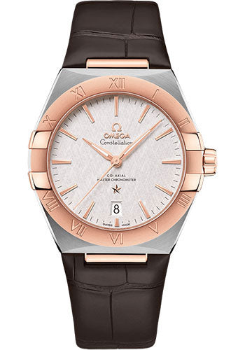 omega-constellation-omega-co-axial-master-chronometer-39-mm-steel-and-sedna-gold-case-silvery-dial-brown-leather-strap-131-23-39-20-02-001