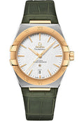 omega-constellation-omega-co-axial-master-chronometer-39-mm-steel-and-yellow-gold-case-white-silvery-dial-olive-leather-strap-131-23-39-20-02-002