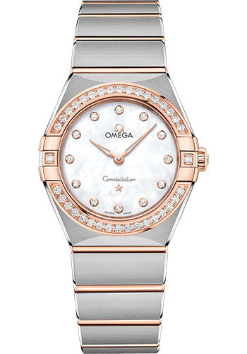 omega-constellation-manhattan-quartz-watch-28-mm-steel-and-sedna-gold-case-diamond-paved-bezel-mother-of-pearl-diamond-dial-131-25-28-60-55-001