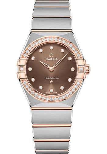 omega-constellation-manhattan-quartz-watch-28-mm-steel-and-sedna-gold-case-diamond-paved-bezel-brown-diamond-dial-131-25-28-60-63-001