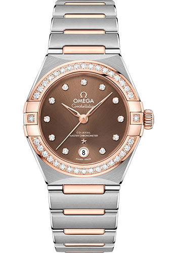 omega-constellation-manhattan-co-axial-master-chronometer-watch-29-mm-steel-and-sedna-gold-case-diamond-paved-bezel-brown-diamond-dial-131-25-29-20-63-001