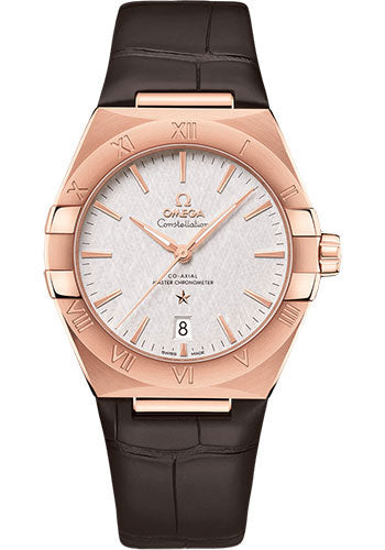 omega-constellation-omega-co-axial-master-chronometer-39-mm-sedna-gold-case-silvery-dial-brown-leather-strap-131-53-39-20-02-001
