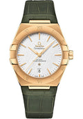omega-constellation-omega-co-axial-master-chronometer-39-mm-yellow-gold-case-white-silvery-dial-olive-leather-strap-131-53-39-20-02-002