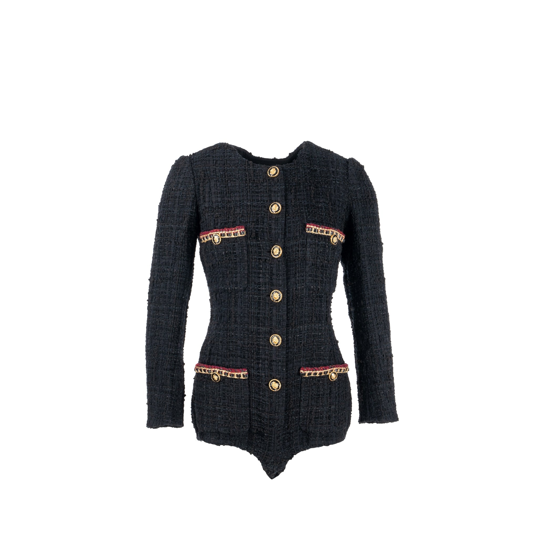 chanel-21a-size-34-jumpsuit-jacket-tweed-black-burgundy-gold