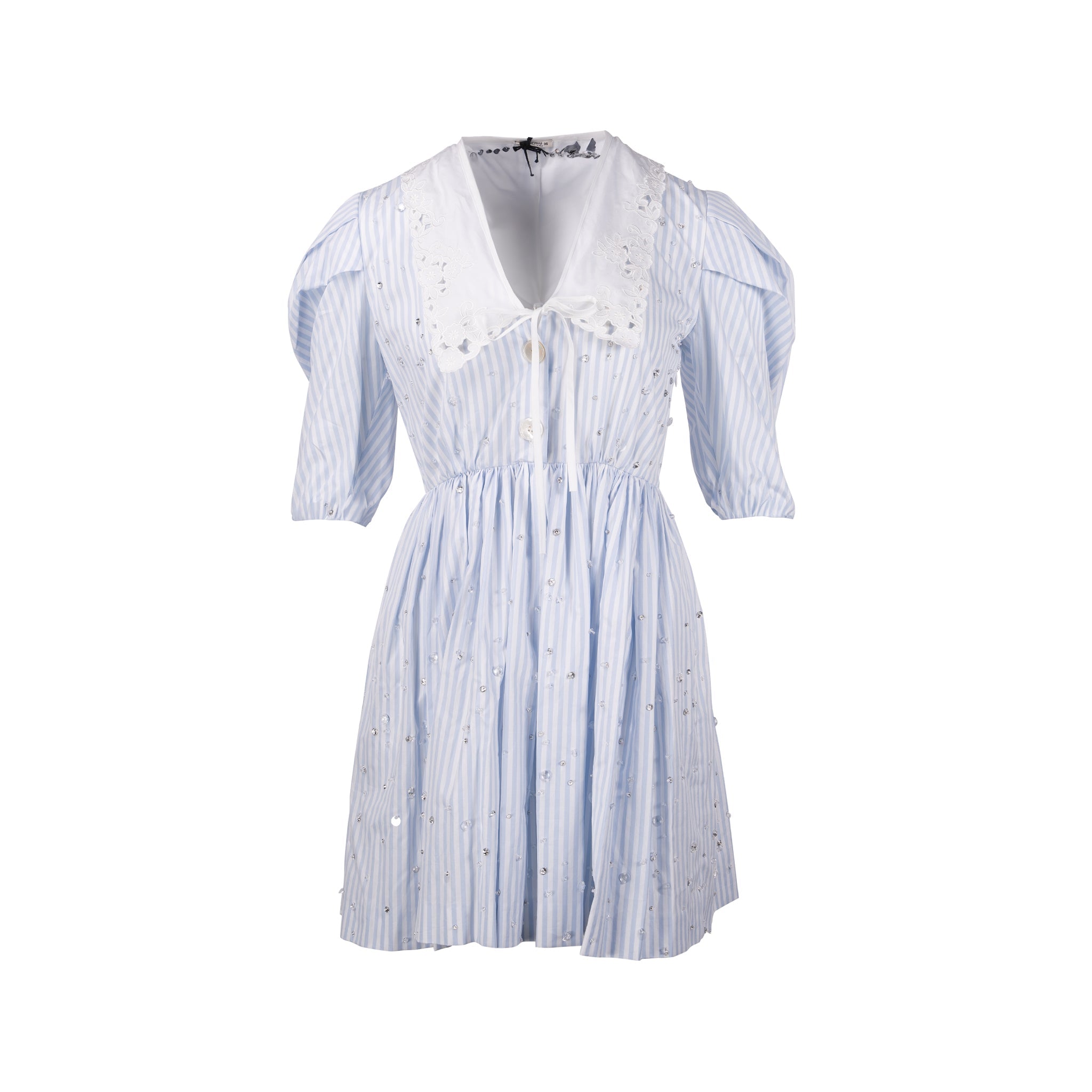 miu-miu-size-36-lace-collar-striped-dress-with-crystal-cotton-white-blue